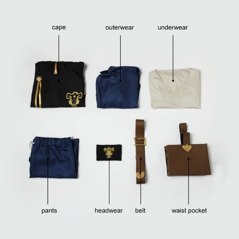 Disfraz de Asta Capa de Caballero Mágico Traje Completo | Outfit de Halloween Black Clover - Fantasia Cosera