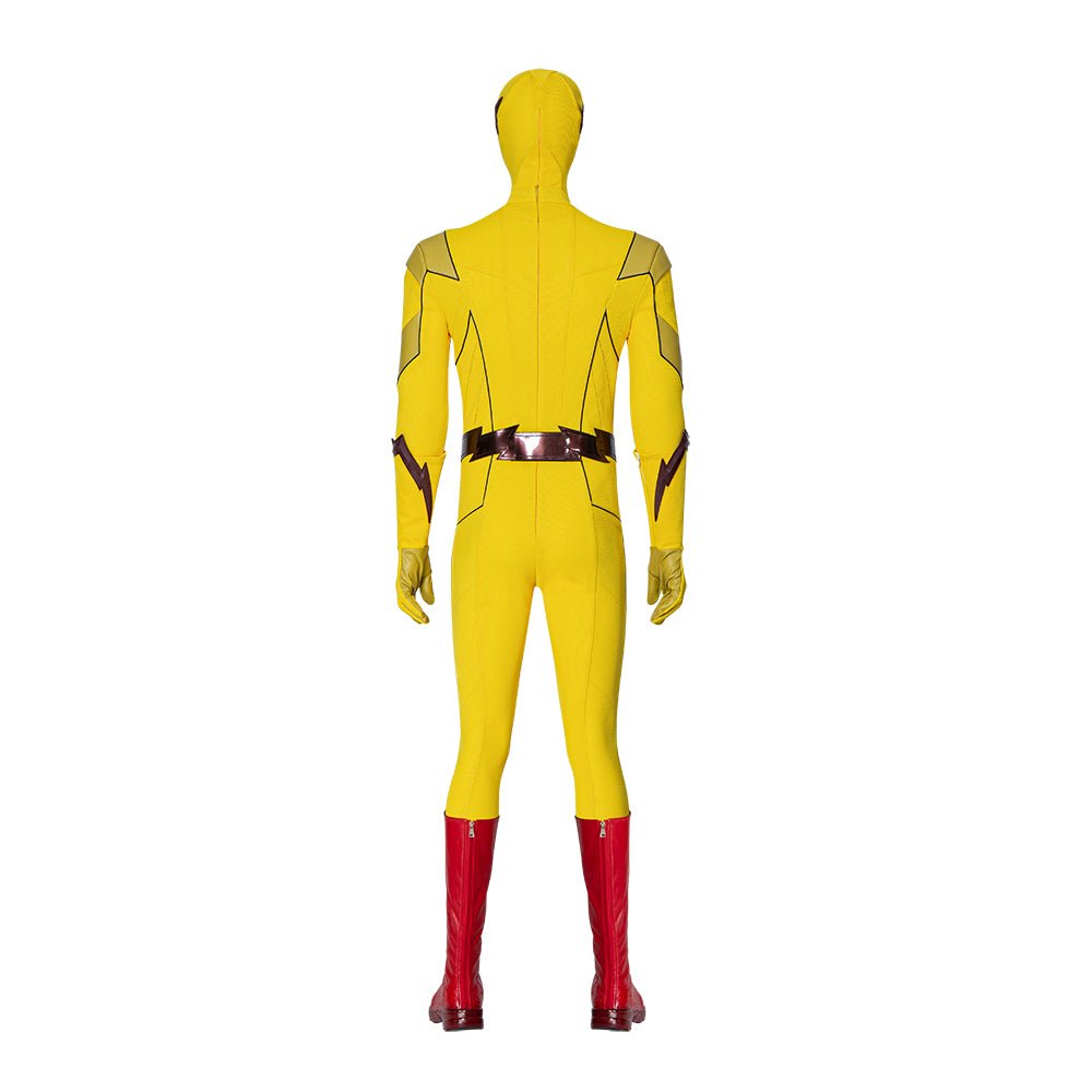 Traje de Cosplay Reverse Flash Armageddon Barry Allen Outfit Amarillo de DC The Flash - Fantasia Cosera