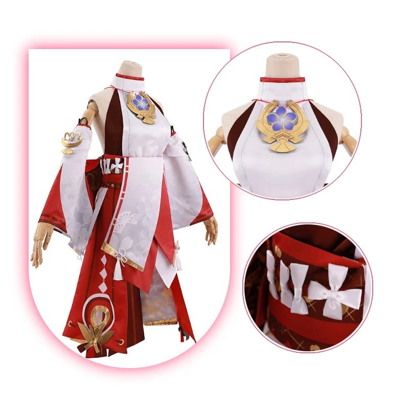 Traje de Cosplay de Yae Miko de Genshin Impact - Conjunto Completo de Yae Guuji con Tocado para Mujer - Fantasia Cosera