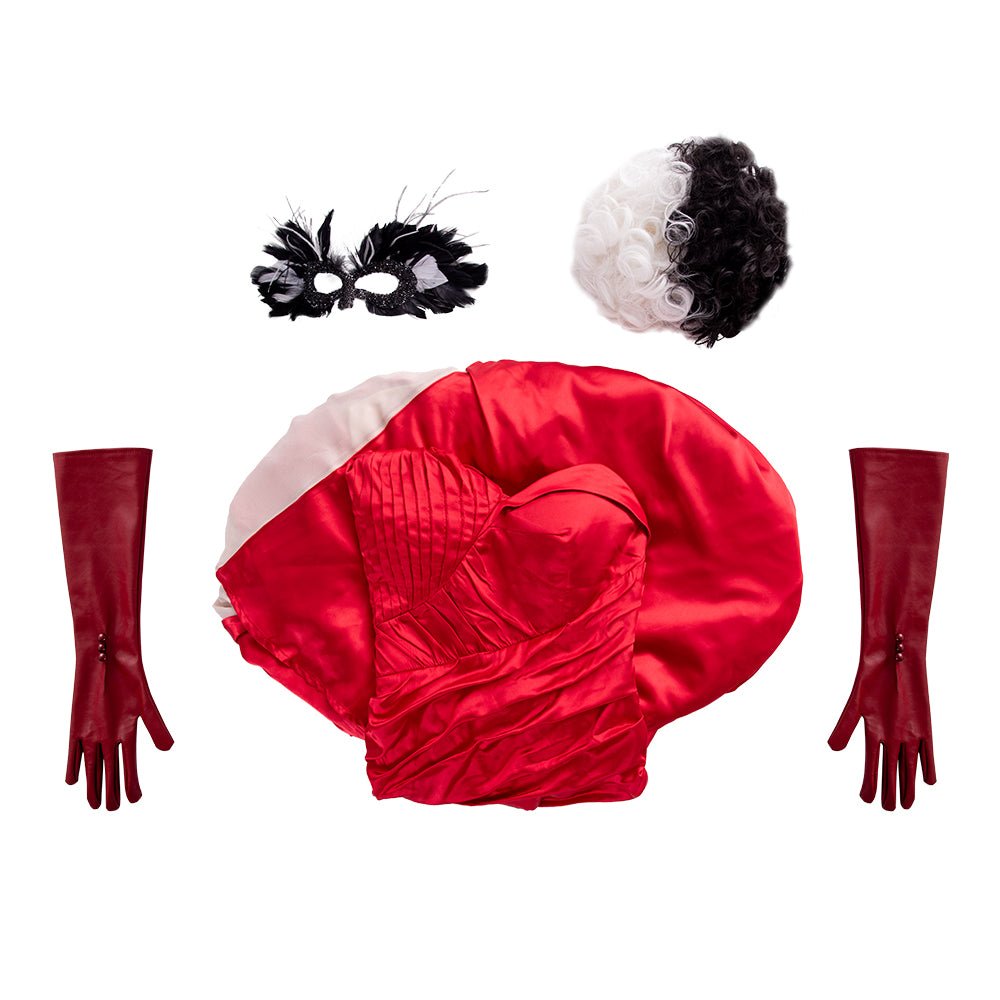Traje de Cosplay de Cruella para Mujer, Vestido Rojo para Fiestas de Halloween, Hecho a Medida - Fantasia Cosera