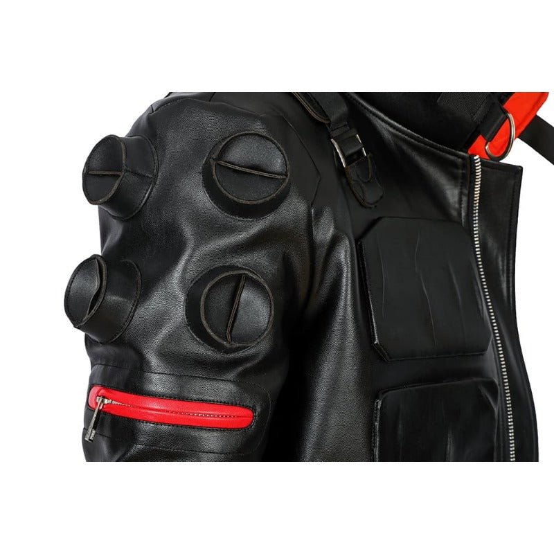 Traje de Cosplay Jackie 2077 en Piel Artificial Negro para Halloween y Fiestas - Fantasia Cosera