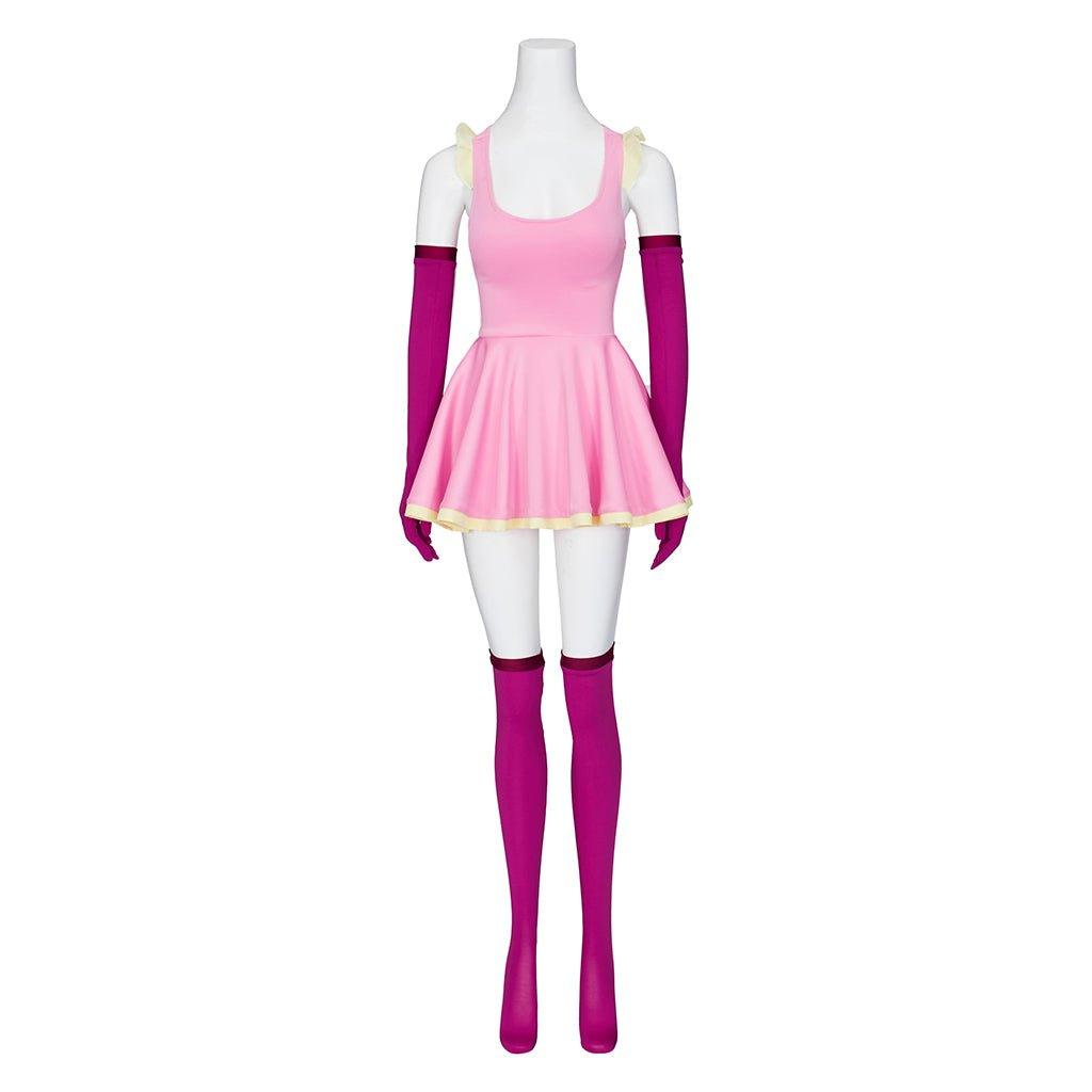 Vestido Rosa de Cosplay Anime Me!Me!Me! MeMeMe-chan con Guantes y Medias | Traje de Halloween para Mujeres y Niñas - Fantasia Cosera