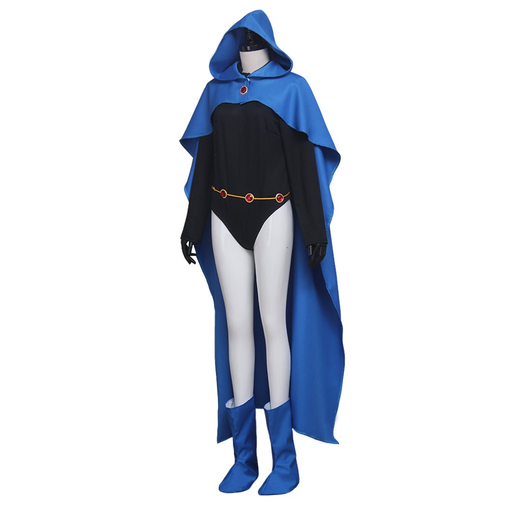 Traje de Cosplay de Raven de Teen Titans - Capa Azul y Unitard para Superhéroes, Cómics y Halloween - Fantasia Cosera