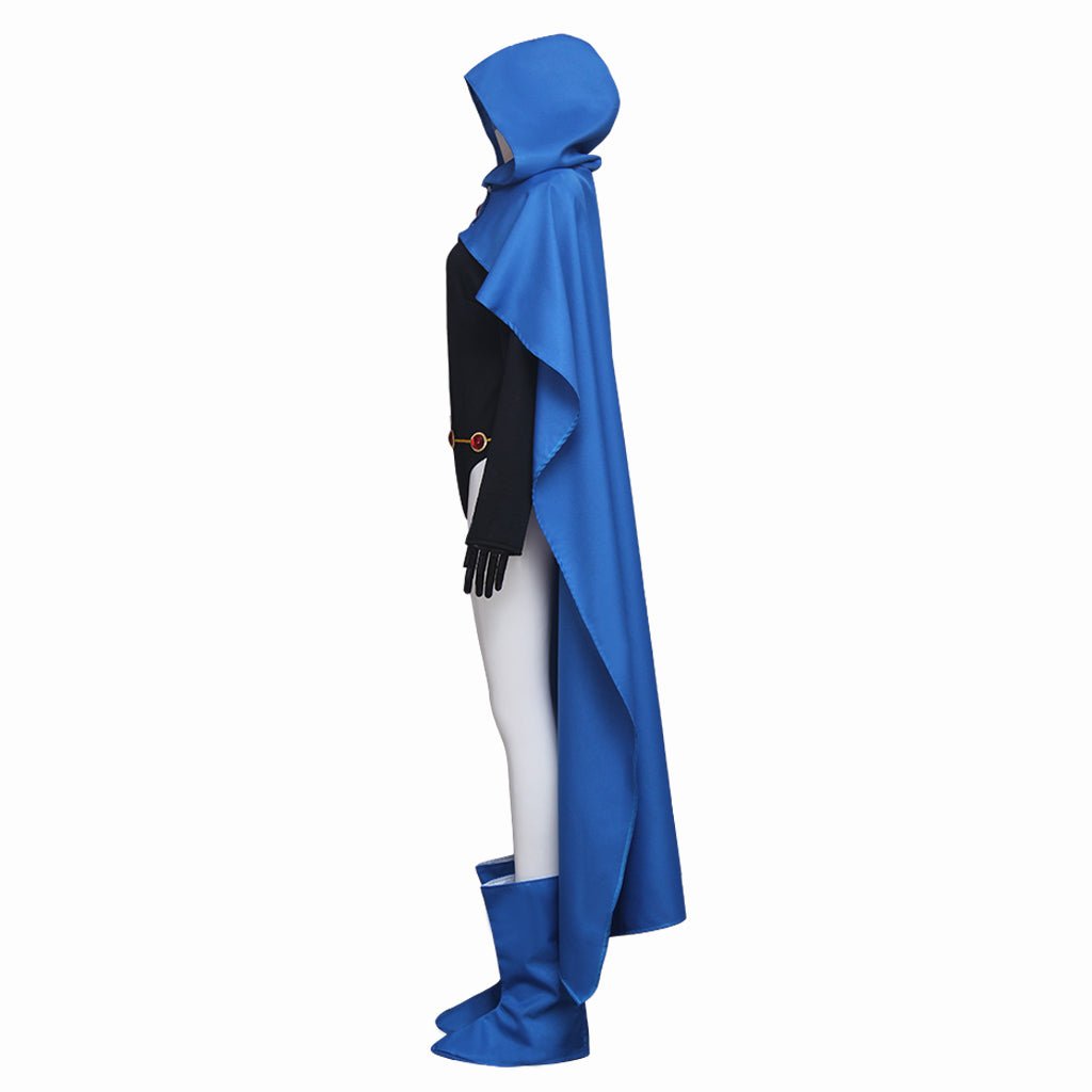 Traje de Cosplay de Raven de Teen Titans - Capa Azul y Unitard para Superhéroes, Cómics y Halloween - Fantasia Cosera