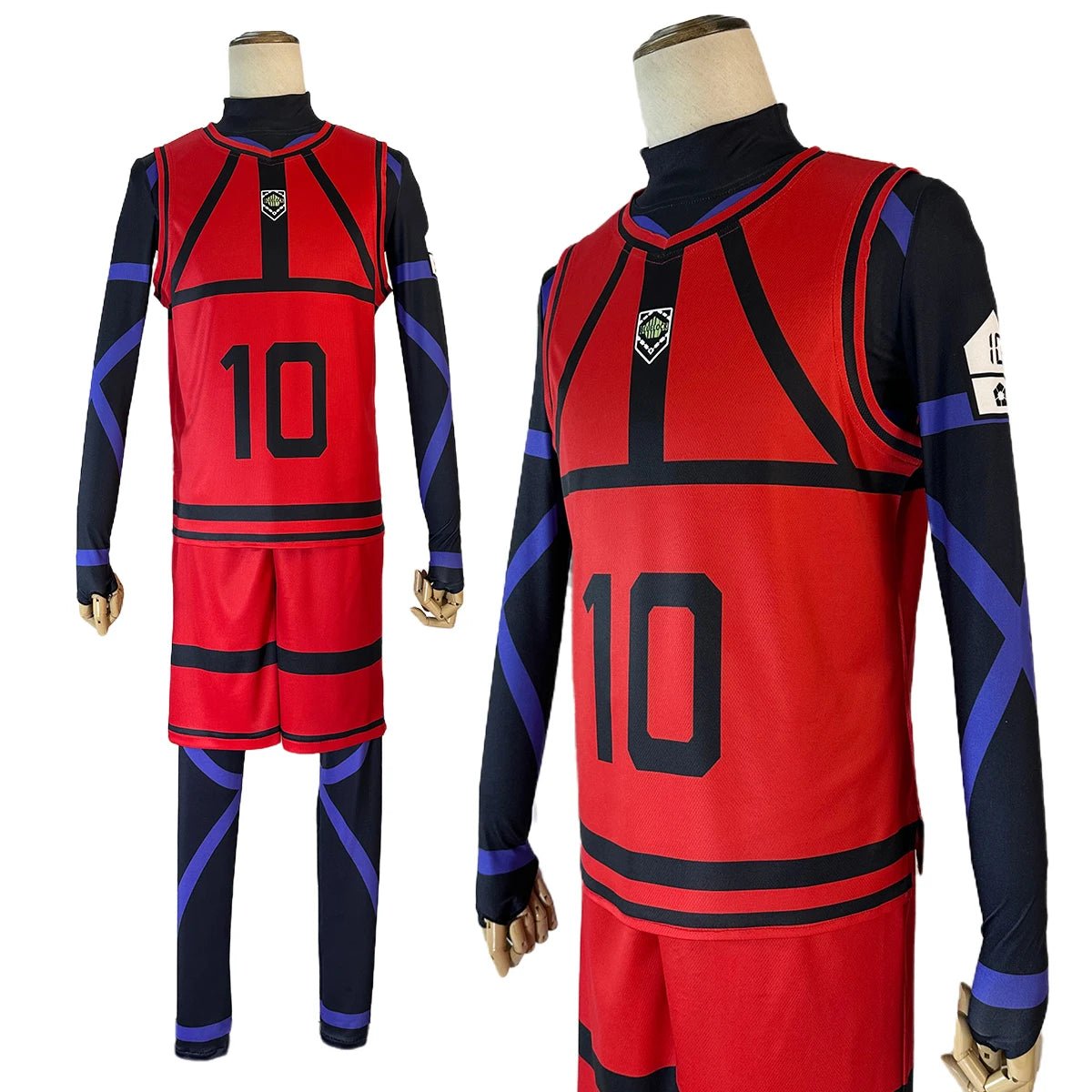Traje de Cosplay de Anime Blue Lock Peluca Reo Nagi Rin Kunigam Uniforme de Fútbol Rojo Entrenamiento Diario Rosa Red Sintética - Fantasia Cosera