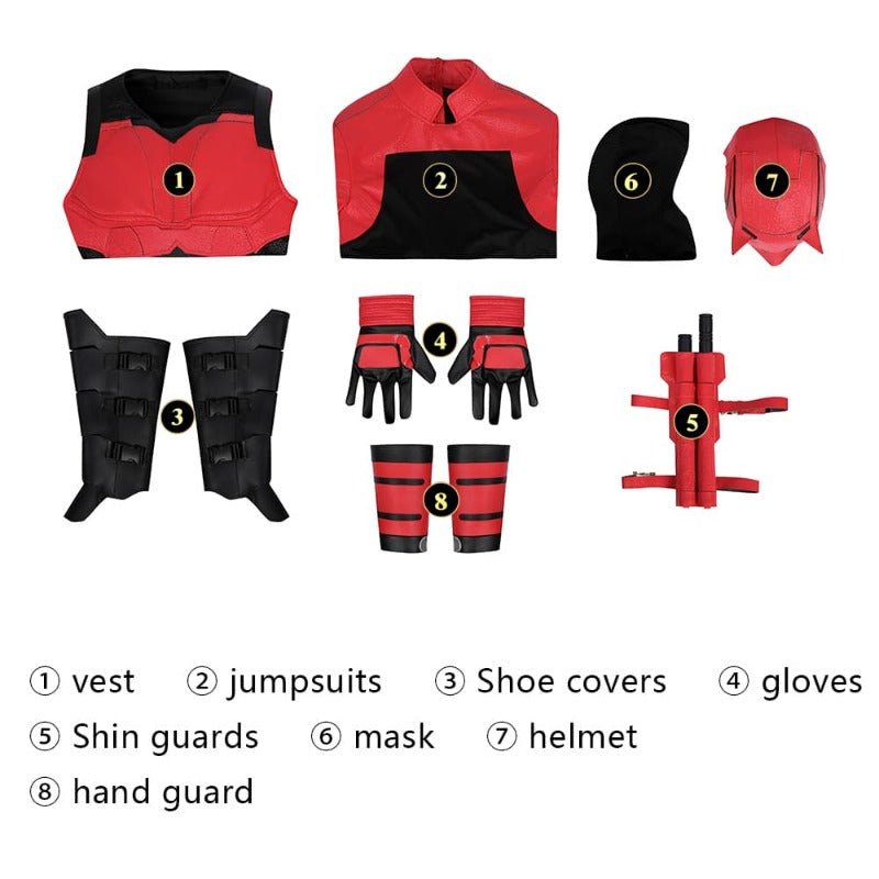 Traje de Cosplay Daredevil Piel Roja Matt Murdock Halloween Conjunto Completo - Fantasia Cosera