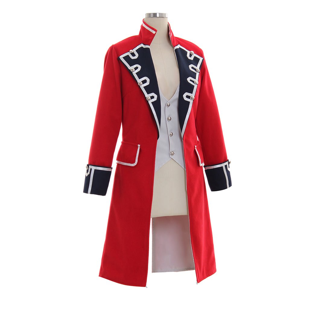 Elegante Chaqueta Pirata Roja de Lana con Puños Negros para Mujeres – Estilo Napoleónico - Fantasia Cosera