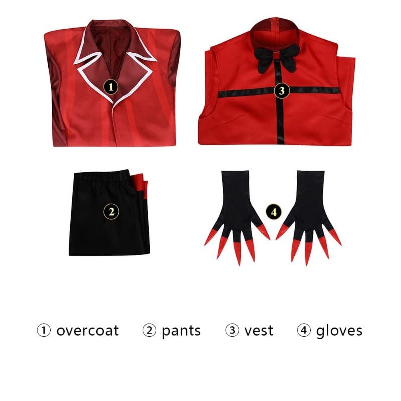 Esmoquin Rojo con Pantalones Negros Disfraz de Anime para Hombres para Fiesta de Halloween - Fantasia Cosera