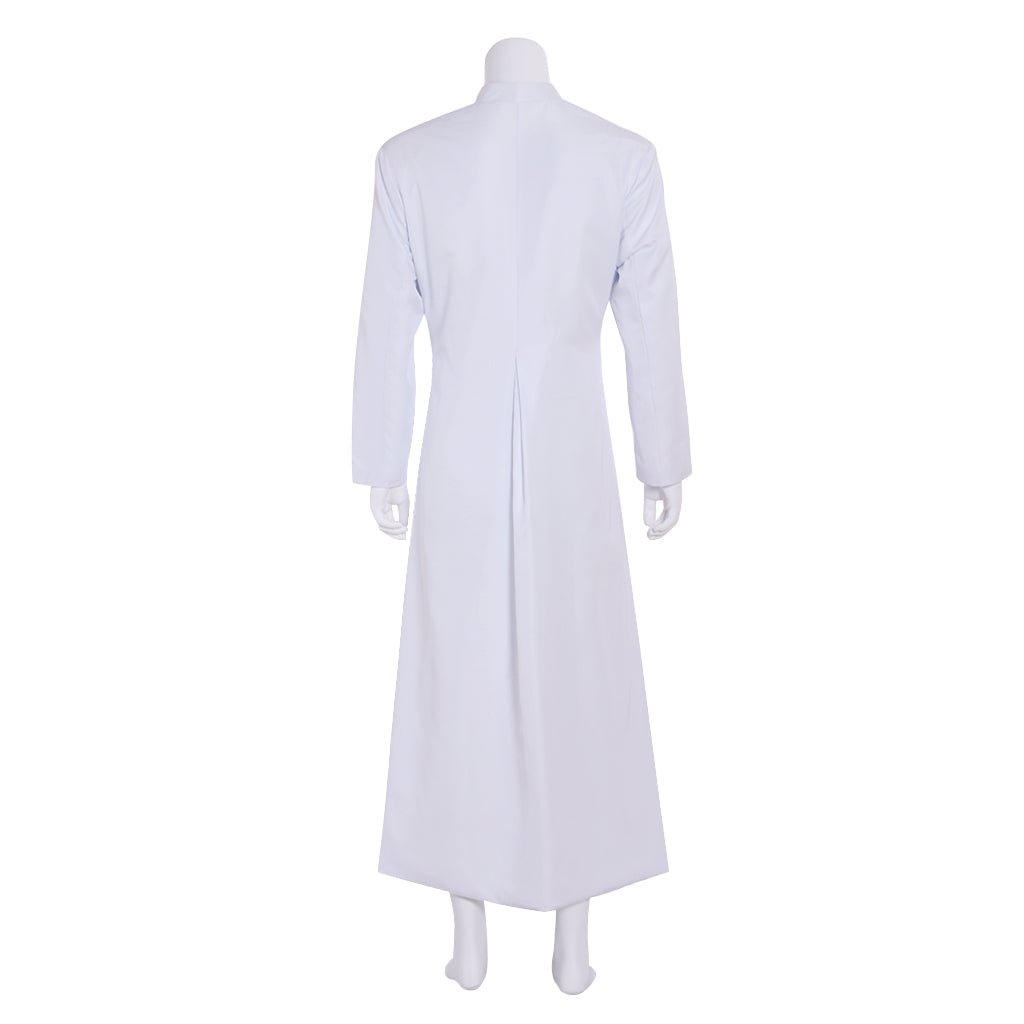 Túnica Clerical para Hombre Sotana Blanca Traje de Sacerdote con Cuello Alto Vestimentas Litúrgicas - Fantasia Cosera