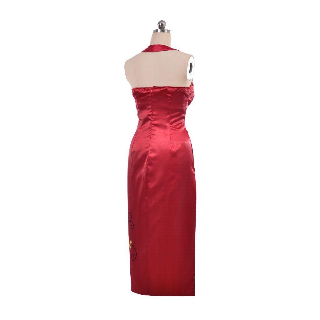 Traje de Cosplay de Ada Wong para Mujer - Vestido Cheongsam Rojo Estampado | Resident Evil Película - Fantasia Cosera
