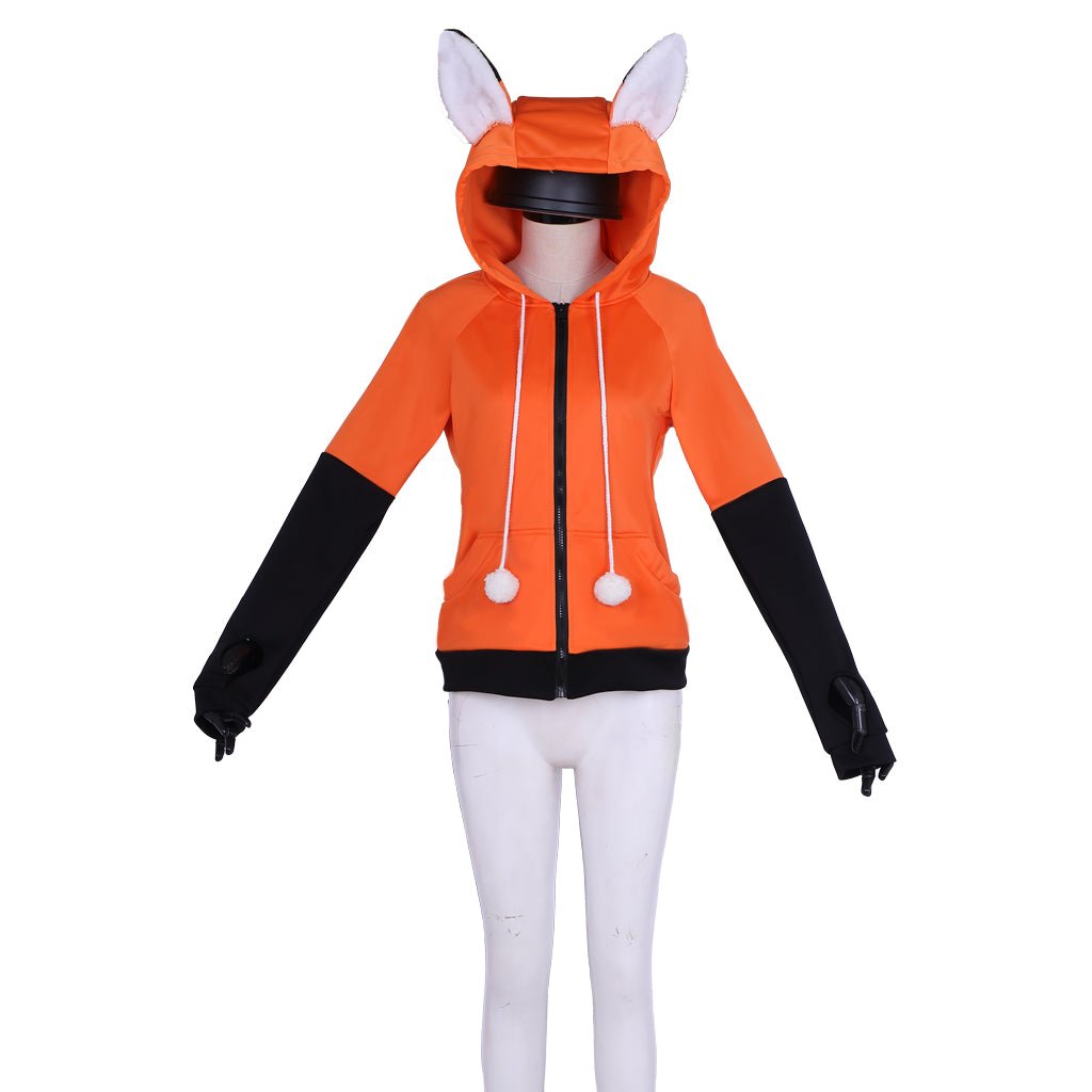 Sudadera con Orejas de Zorro Cremallera - Chaqueta de Cosplay Personalizada en Terciopelo Naranja - Fantasia Cosera