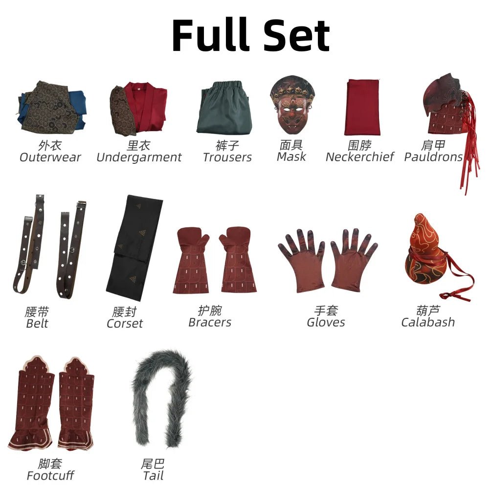 Traje de Cosplay Black Myth: Wukong | El Destinado Guerrero Enmascarado para Halloween y Expos de Anime - Fantasia Cosera