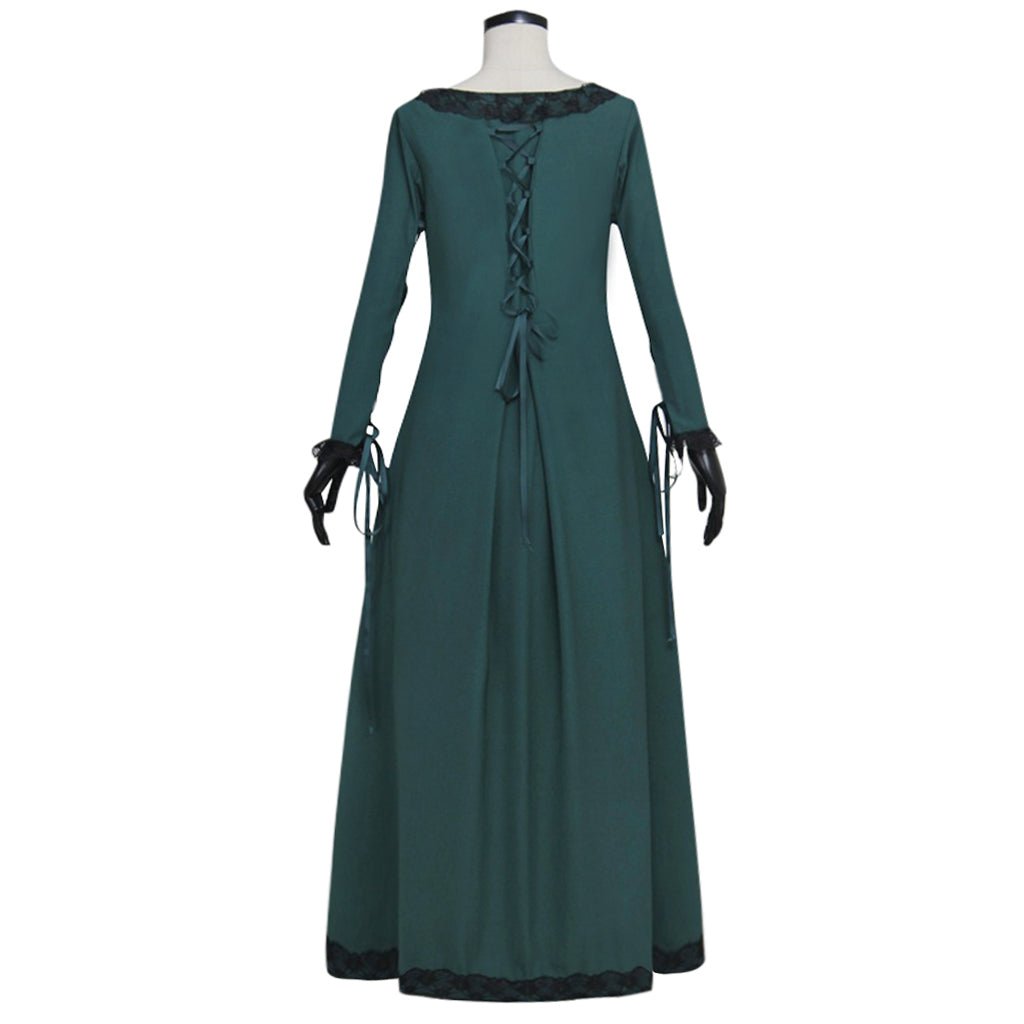 Vestido Medieval Renacentista Irlandés Traje Campesino Retro Bodice Verde Oscuro para Cosplay - Fantasia Cosera