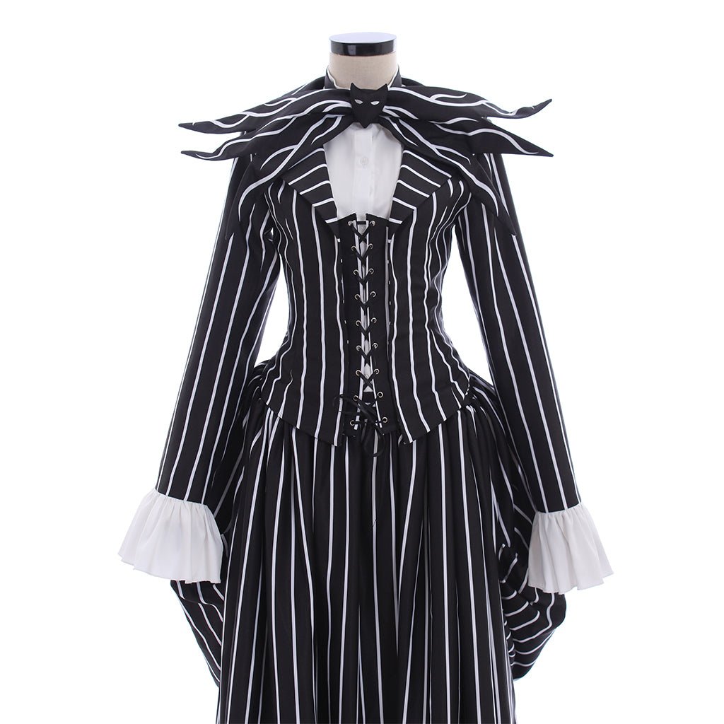 Traje de Jack Skellington Chaqueta de Rayas Negras para Fiesta de Halloween - Fantasia Cosera