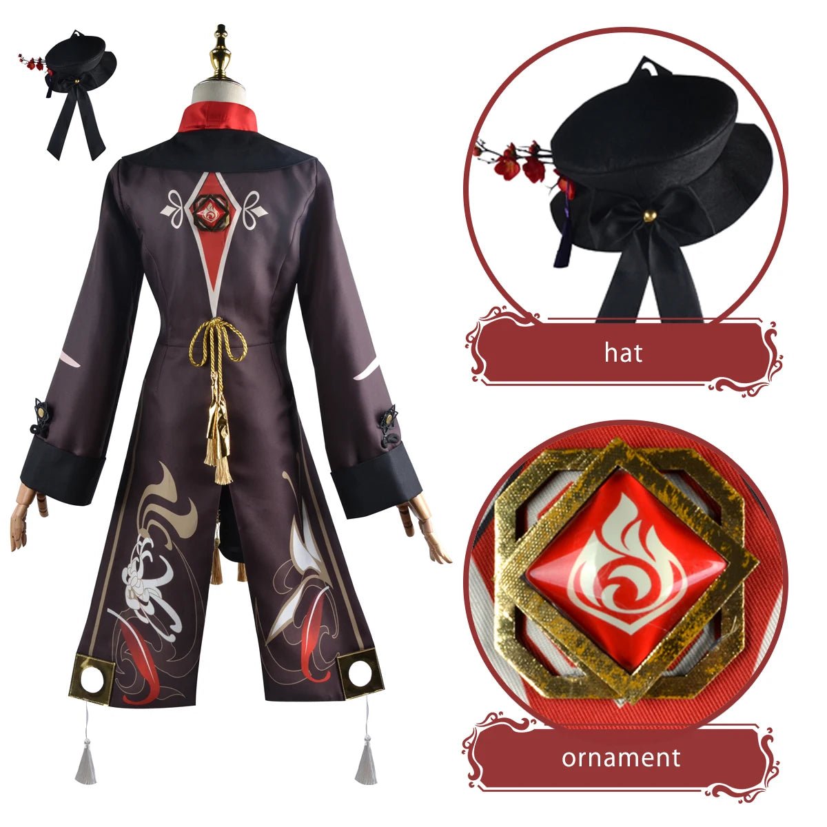 Peluca Cosplay Hu Tao Genshin Impact - Disfraz Anime Halloween Navidad - Fantasia Cosera