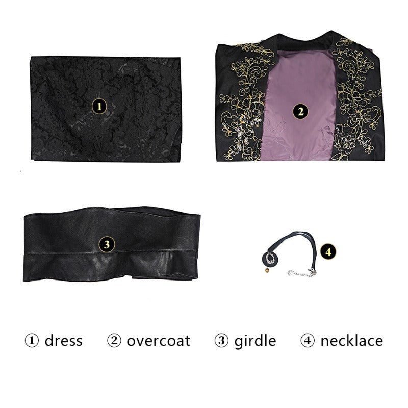 Traje de Cosplay de Yennefer Vestido Abrigo Peluca Falda Conjunto Completo para Halloween Roleplay - Fantasia Cosera