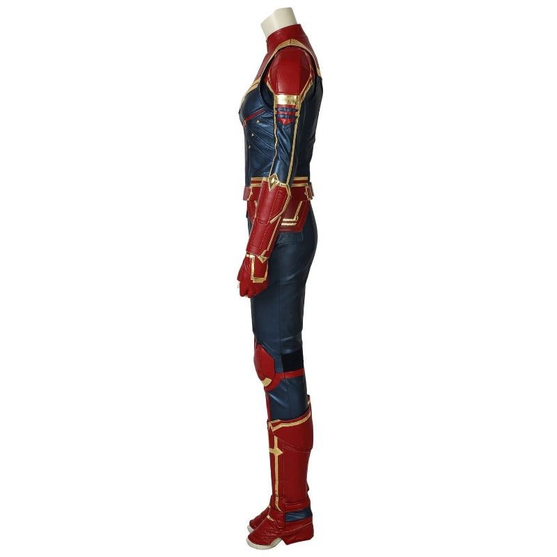 Traje de Cosplay de Cuero Azul Metálico de Captain Marvel – Ideal para Fans de Marvel - Fantasia Cosera