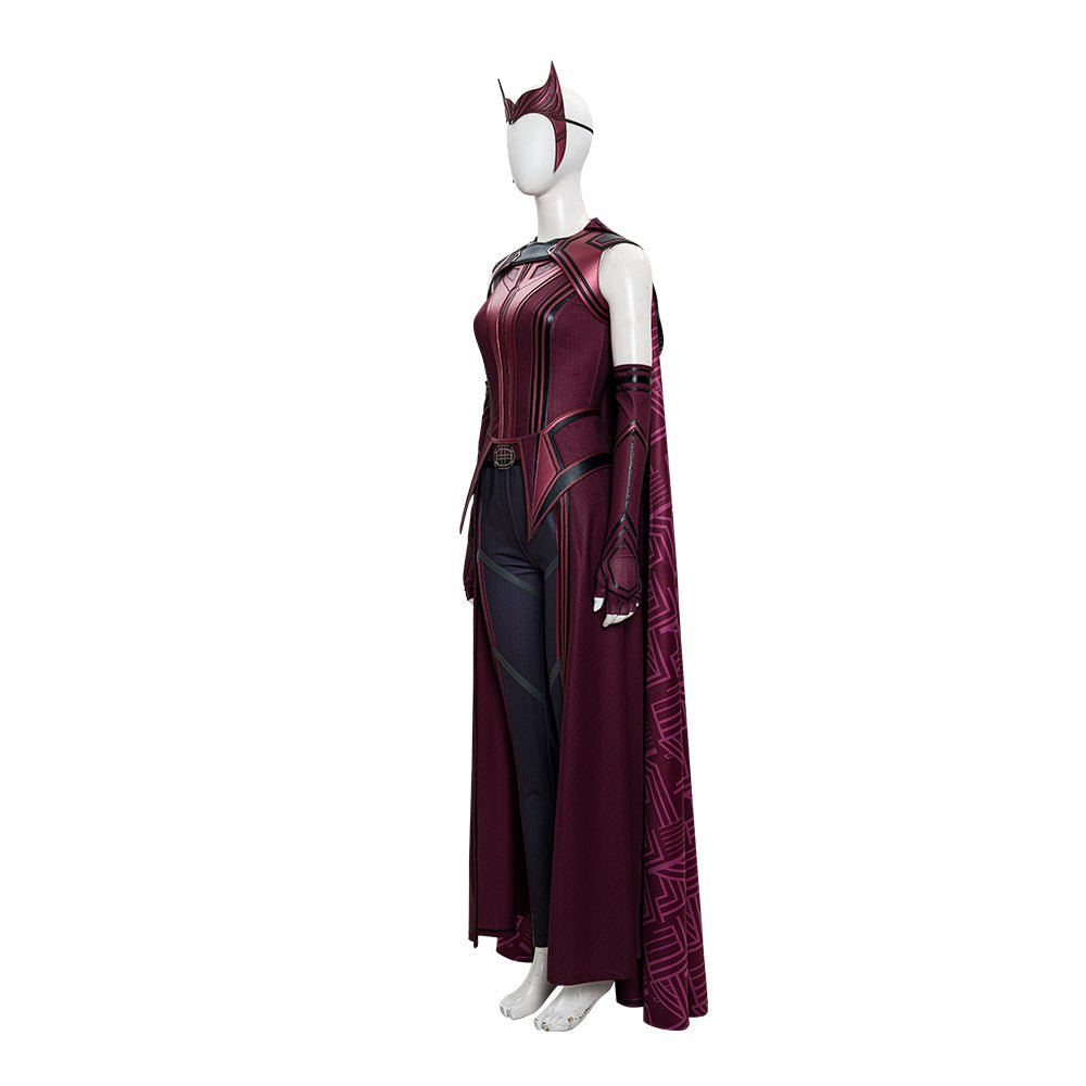 Traje de Cosplay de Wanda Maximoff para Mujeres - Disfraz de Bruja, Botas, Capa Roja Estampada, Disfraz de Halloween - Fantasia Cosera