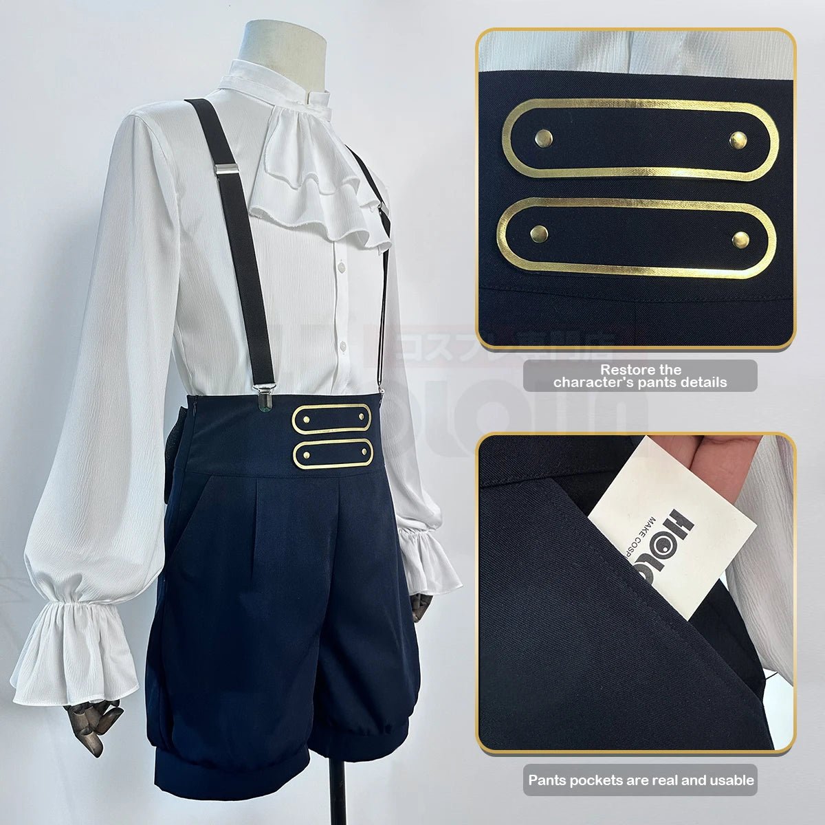 Traje de Cosplay de Bachira de Blue Lock Completo con Cuerno Maligno, Peluca, Cola, Camisa, Pantalones y Red de Rosa - Fantasia Cosera