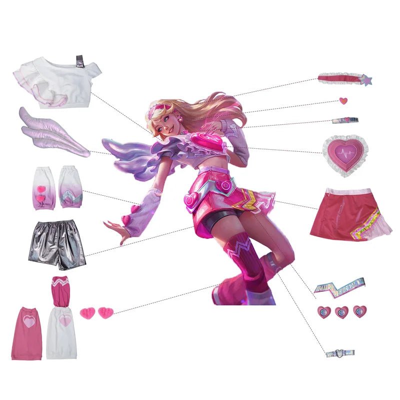 Traje de Cosplay LOL Lovestruck Lux Nueva Piel San Valentín - Disfraz Completo para Mujer - Fantasia Cosera