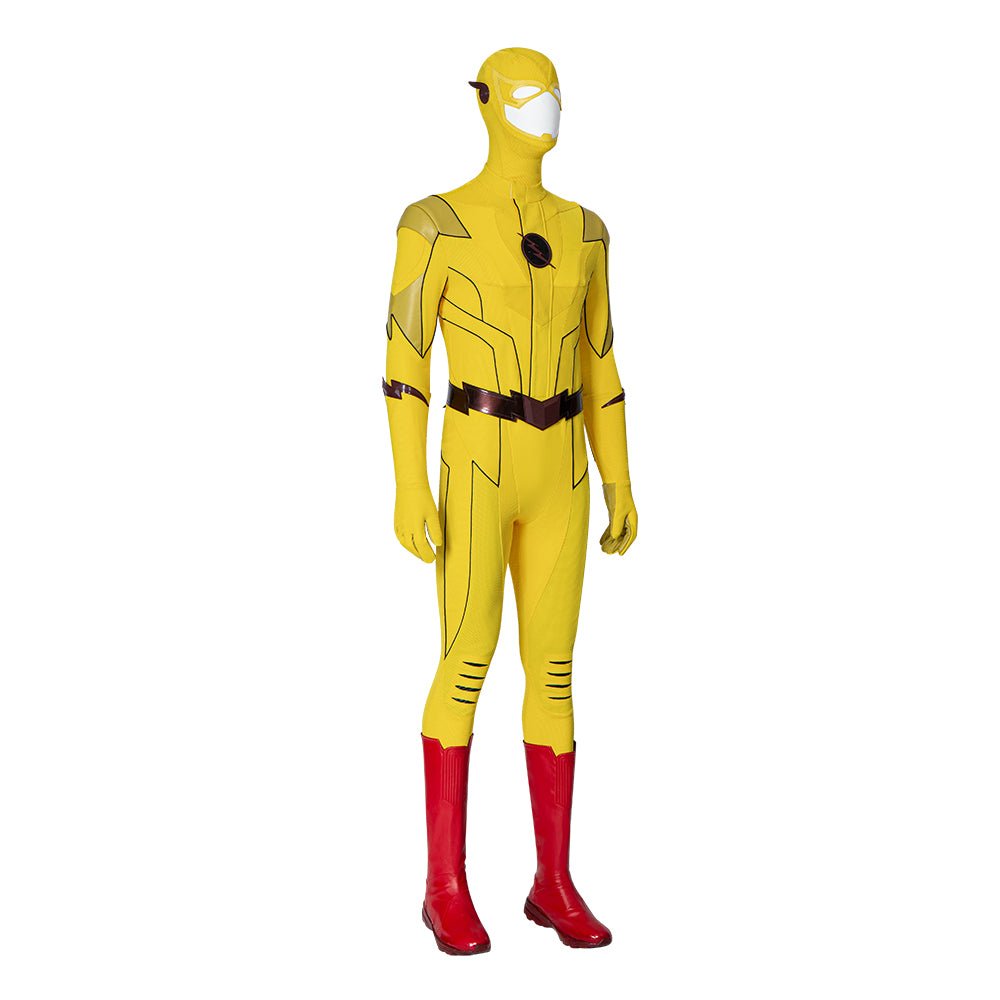 Traje de Cosplay Reverse Flash Armageddon Barry Allen Outfit Amarillo de DC The Flash - Fantasia Cosera