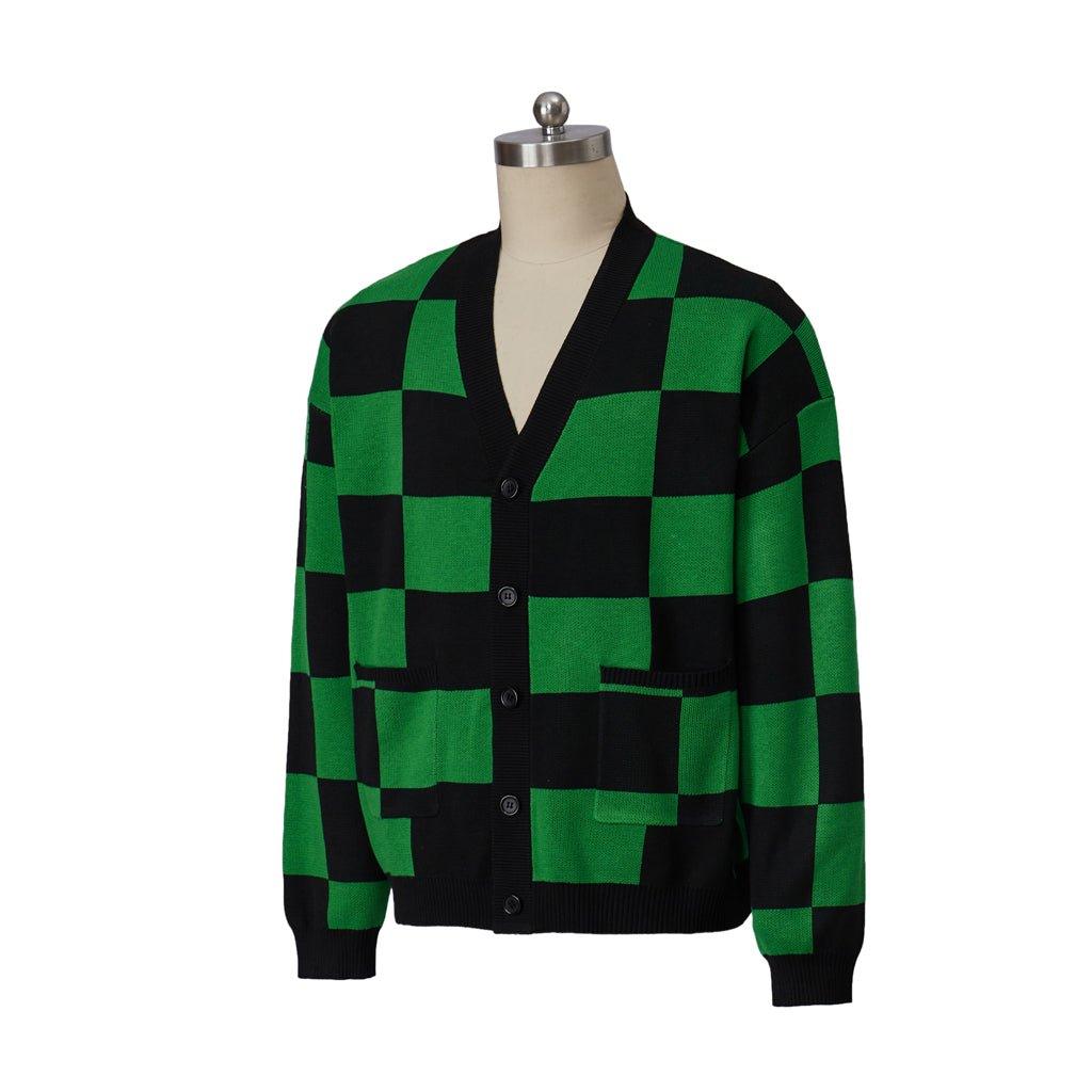 Traje de Cosplay de Kamado Tanjirou | Suéter Cardigan para Hombres | Serie de Suéter de Cosplay - Fantasia Cosera