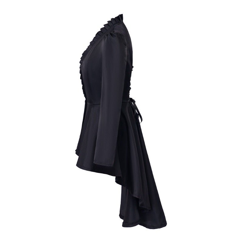 Vestido Gótico Medieval de Cocktail Alto-Bajo – Traje de Cosplay de Manga Larga para Mujer - Fantasia Cosera