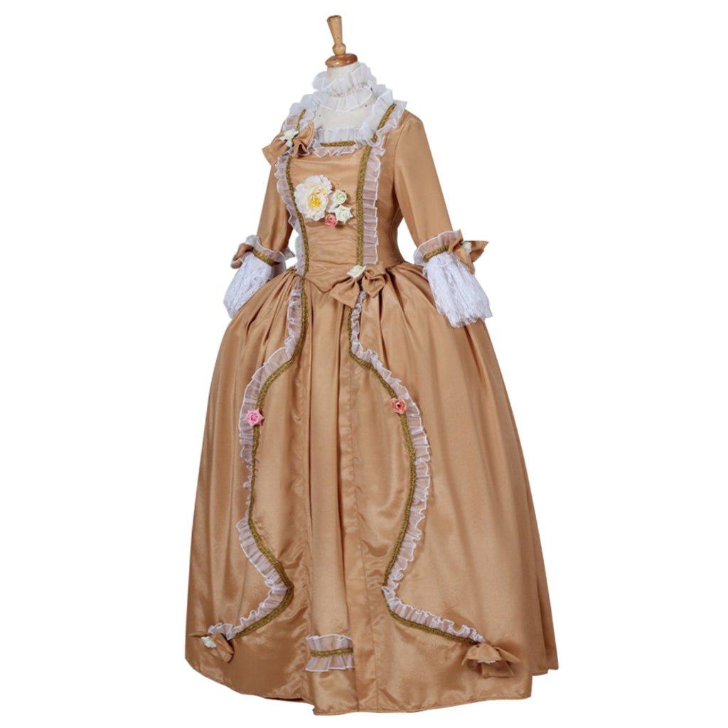Vestido de Baile Aristócrata Medieval Rococo para Mujer | Vestido Amarillo Victoriano | Traje de Princesa del Período Colonial - Fantasia Cosera