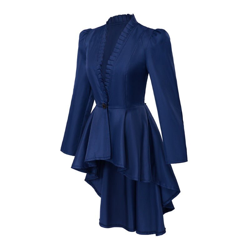 Vestido Gótico Medieval de Cocktail Alto-Bajo – Traje de Cosplay de Manga Larga para Mujer - Fantasia Cosera