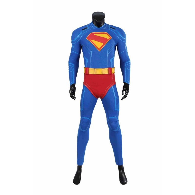 Traje de Cosplay Superhéroe Legado Clark Kent - Bodysuit Azul con Capa Roja - Fantasia Cosera