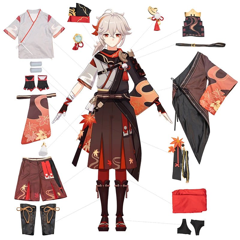 Traje de Cosplay de Kaedehara Kazuha Genshin Impact Kiryu Kazuha para Hombres Conjunto Completo - Fantasia Cosera