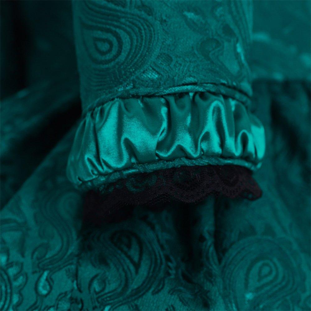 Vestido de Brocado Verde Inspirado en Marie Antoinette - Siglo XVIII Rococo Revival por Fantasía Cosera - Fantasia Cosera