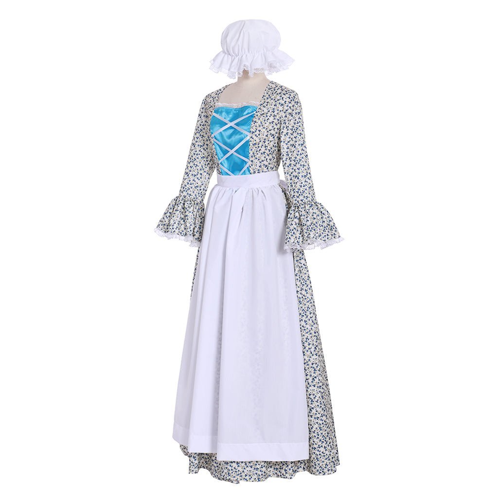 Vestido Victoriano Pionero Peregrina Rural Floral Pradera Mujer Vestido Colonial Lolita - Fantasia Cosera