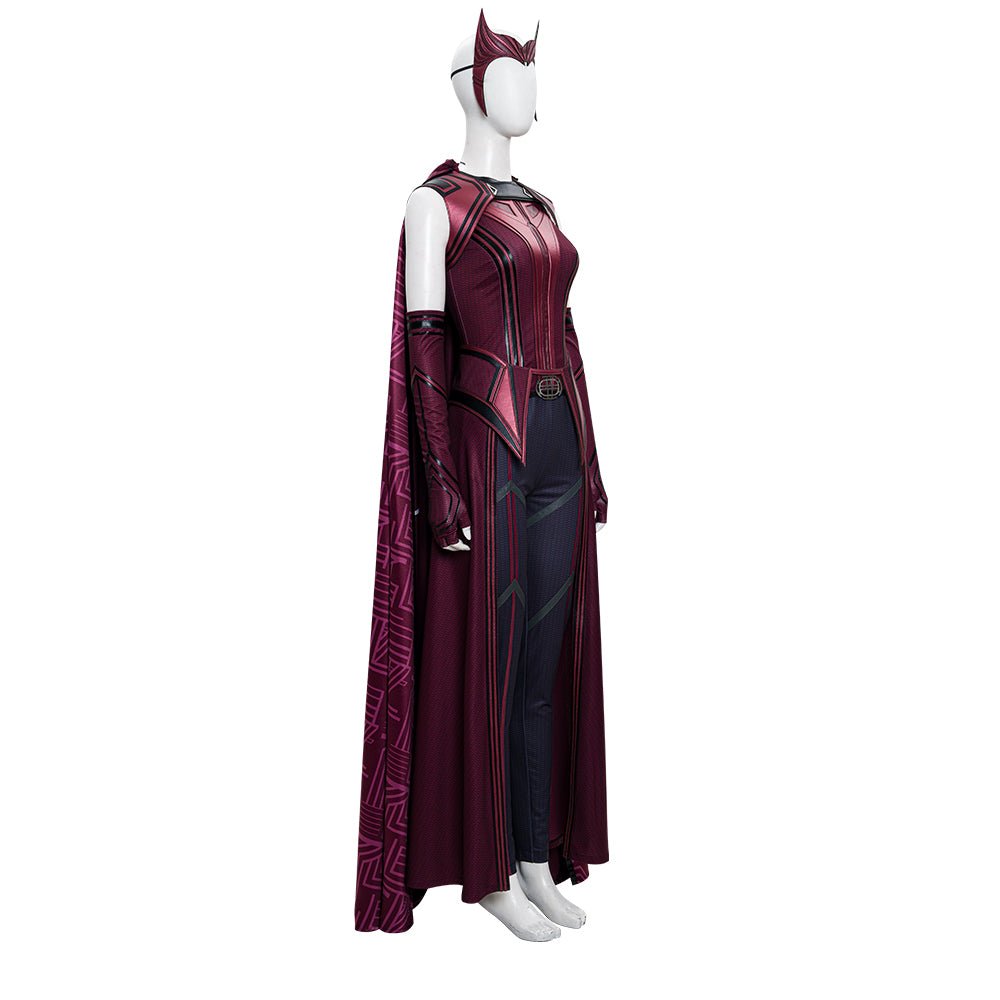 Traje de Cosplay de Wanda Maximoff para Mujeres - Disfraz de Bruja, Botas, Capa Roja Estampada, Disfraz de Halloween - Fantasia Cosera