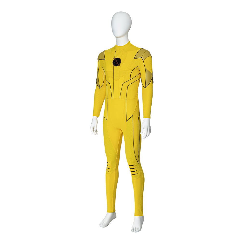 Traje de Cosplay Reverse Flash Armageddon Barry Allen Outfit Amarillo de DC The Flash - Fantasia Cosera
