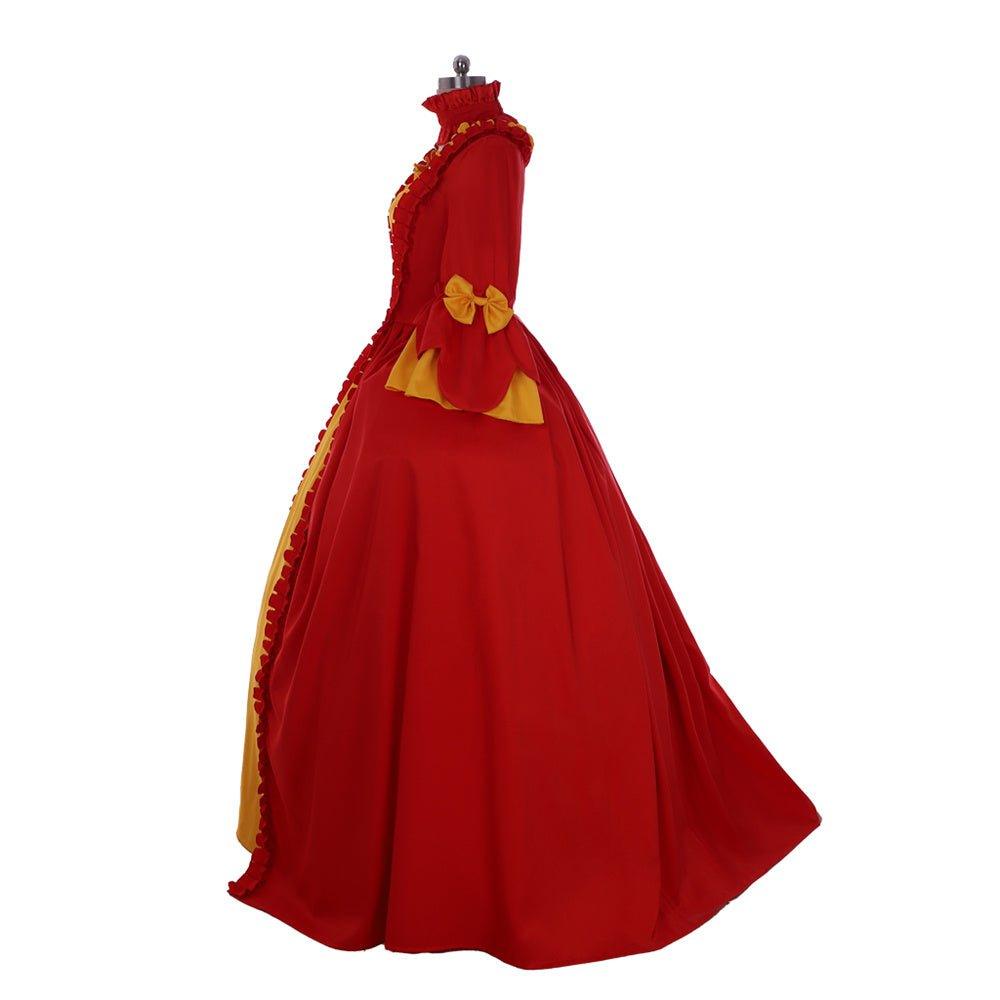 Vestido Rojo y Amarillo del Siglo XVIII - Un Vibrante Disfraz Inspirado en Marie Antoinette - Fantasia Cosera