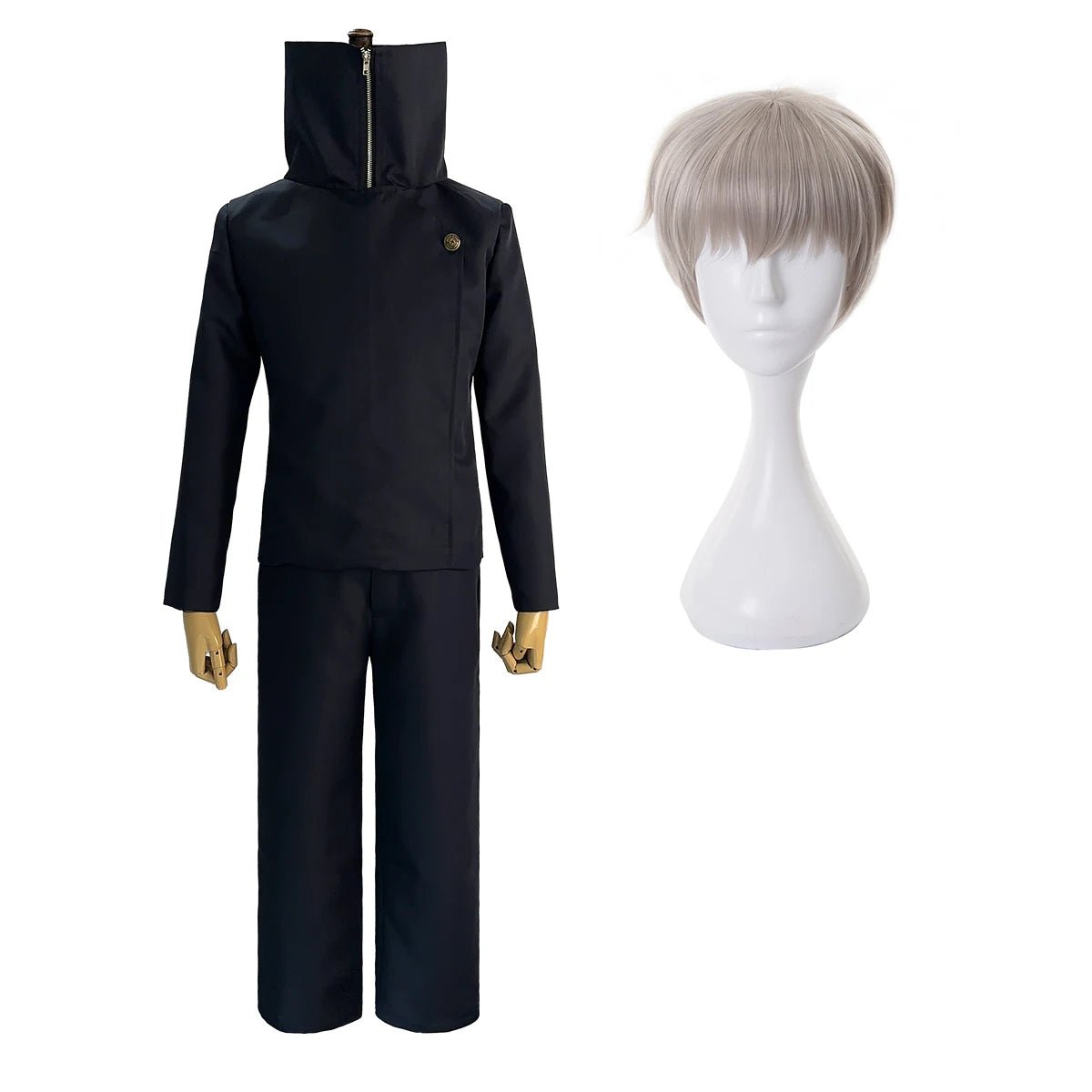 Disfraz de Inumaki Toge de Jujutsu Kaisen Manga Anime con Peluca, Chaqueta y Pantalones Azul Oscuro Rosa Red Sintético para Halloween Navidad - Fantasia Cosera