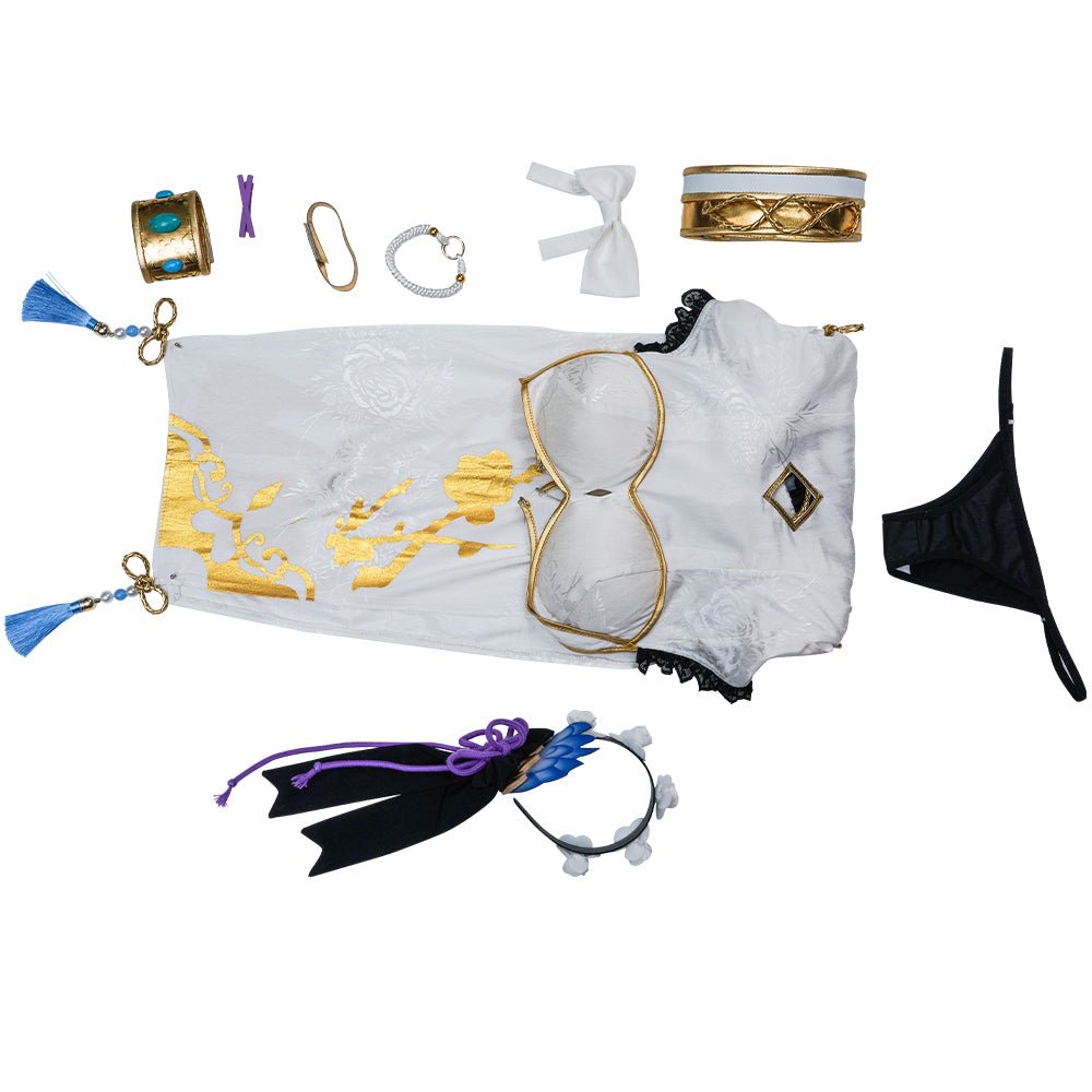 Traje de Cosplay de Emilia de Re:Zero para Mujeres – Vestido de Anime con Tocado para Halloween y Fiestas - Fantasia Cosera