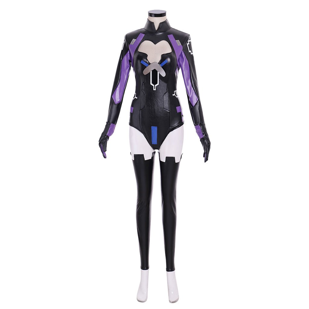 Traje de Cosplay de Nepgear - Jumpsuit Negro y Púrpura para Mujer | Bodysuit de Cuero - Fantasia Cosera