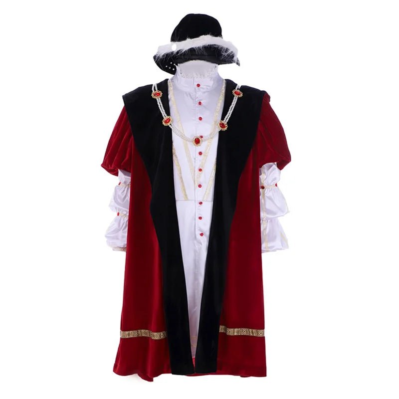 Disfraz de Rey Henry VIII con Capa y Sombrero | Traje Medieval de Halloween - Fantasia Cosera