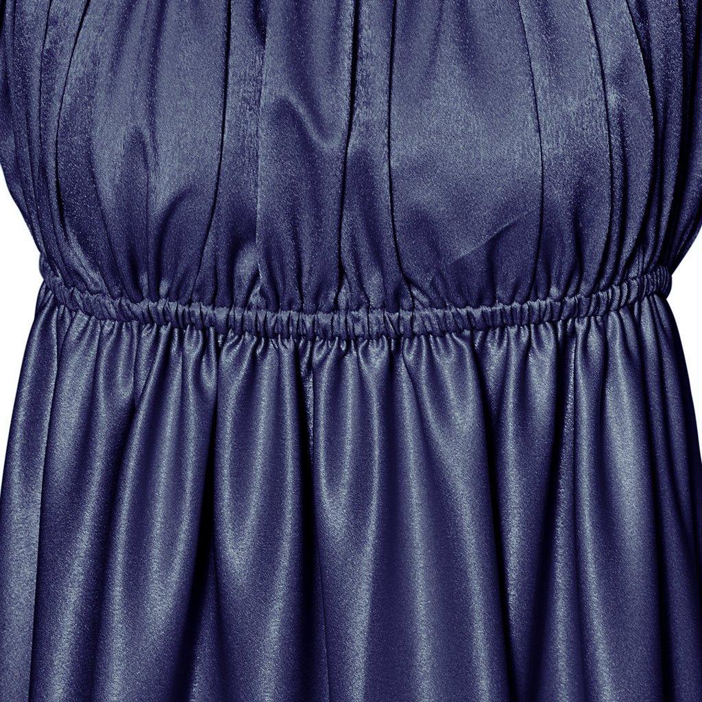 Vestido Imperio Medieval Tradicional - Disfraz de Bridgerton en Tela de Seda Azul Hierro - Fantasia Cosera