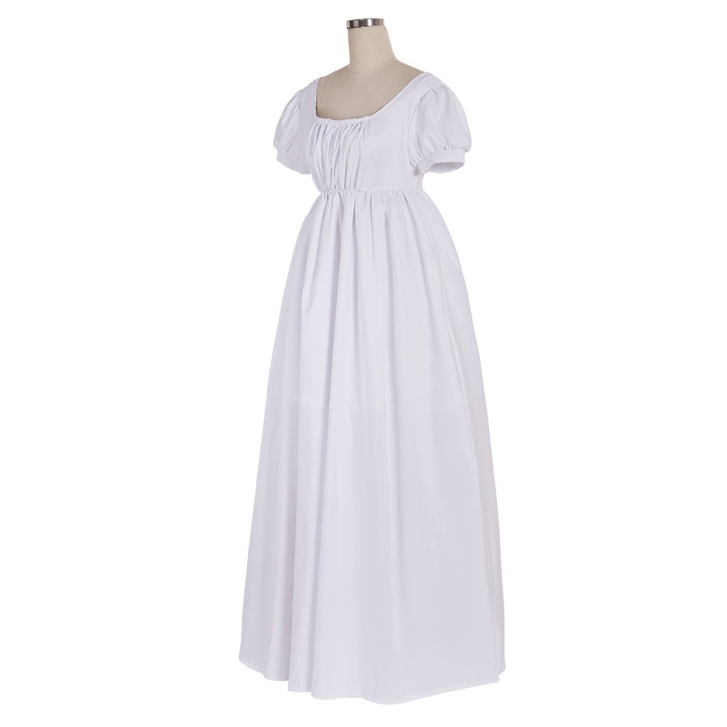 Vestido Regencia Blanco Sencillo para Damas - Vestido de Baile de Té Hecho a Medida - Estilo Medieval - Fantasia Cosera