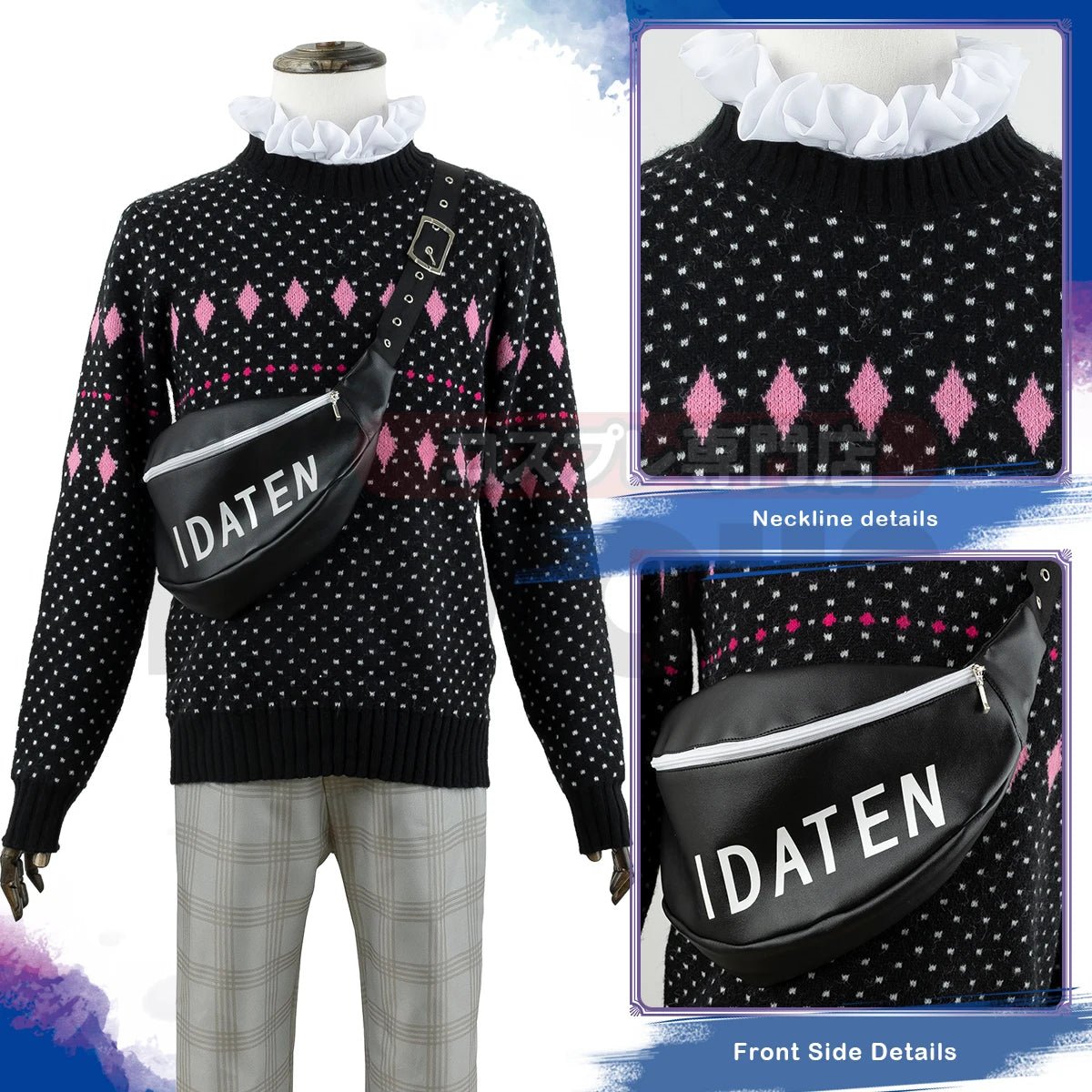 Disfraz Cosplay de Chigiri de Blue Lock con Peluca, Sudadera, Pantalones y Bolso Rosa de Fibra Sintética - Fantasia Cosera