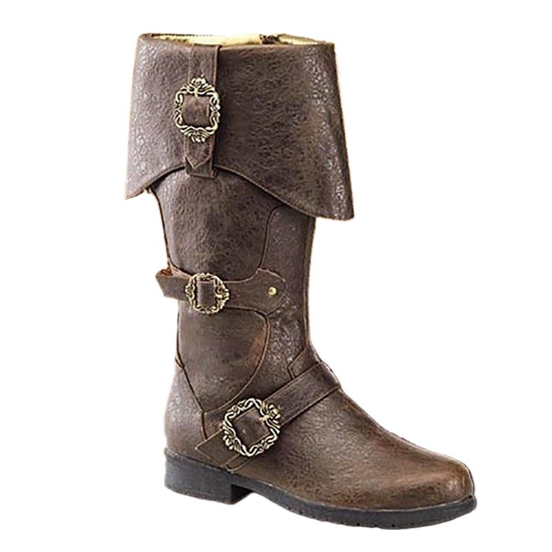 Botas de Caballero Renacentista Caña Larga Piel PU Zapatos Medievales para Cosplay Vikingo Pirata y Carnavales - Fantasia Cosera