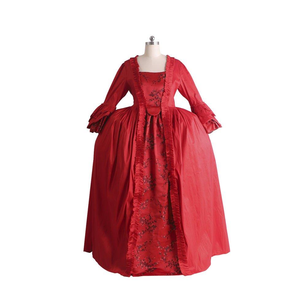 Vestido Rojo Rococó del Siglo XVIII con Encaje - Estilo Majestuoso Marie Antoinette de Fantasía Cosera - Fantasia Cosera