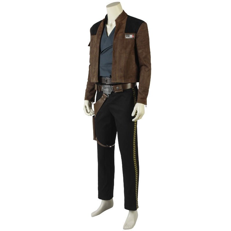 Traje de Han Solo Cosplay - Chaqueta de Piel, Cinturón de Cuero y Fundas Juego Completo para Role Play en Halloween - Fantasia Cosera