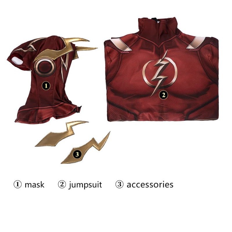 Traje de Cosplay de The Flash Barry Allen Halloween Superhéroe Mono Impreso en 3D con Máscara - Fantasia Cosera