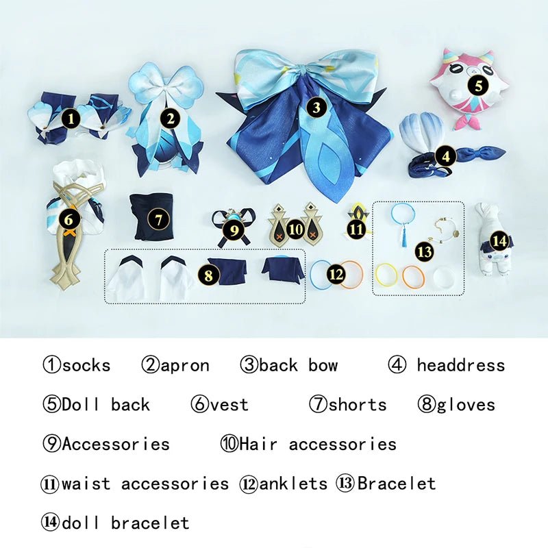 Traje de Cosplay Mualani Splish Splash Wavechaser de Genshin Impact para Mujer - Fantasia Cosera