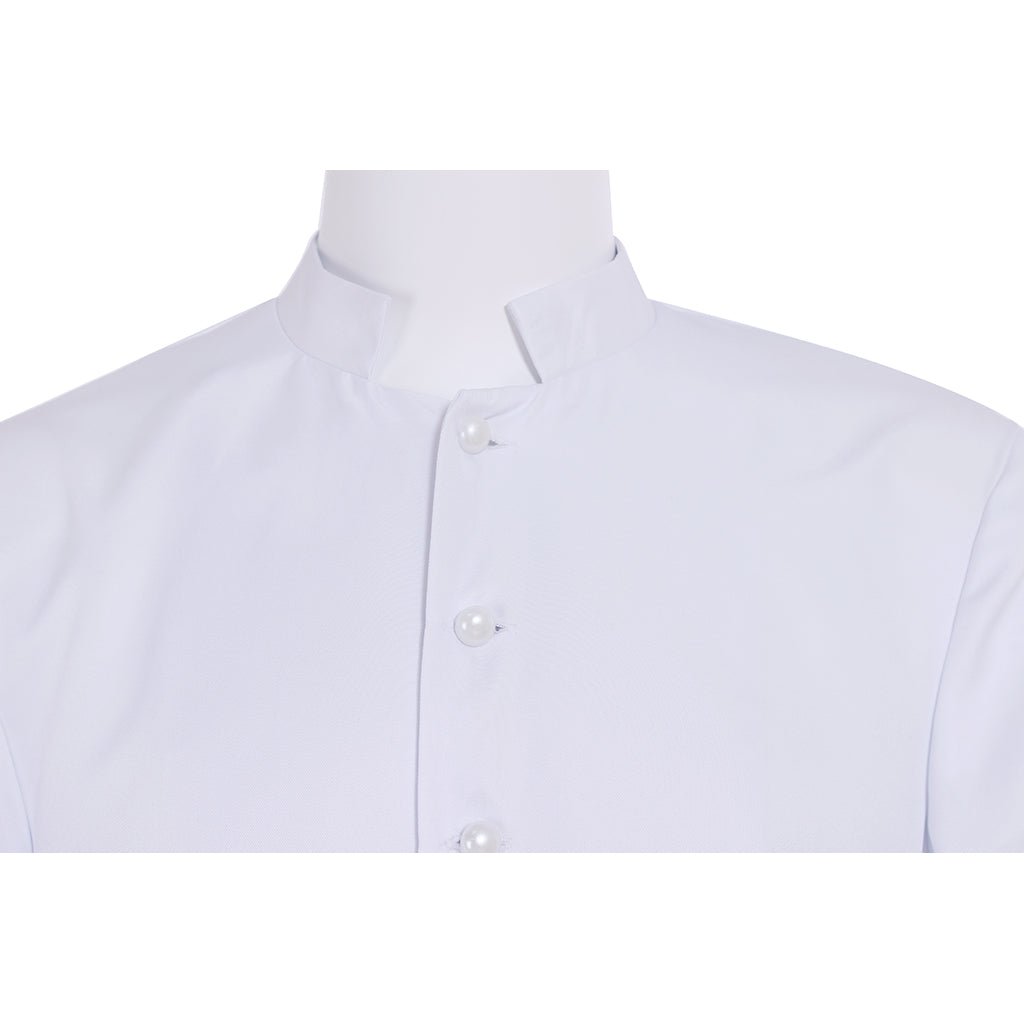 Túnica Clerical para Hombre Sotana Blanca Traje de Sacerdote con Cuello Alto Vestimentas Litúrgicas - Fantasia Cosera