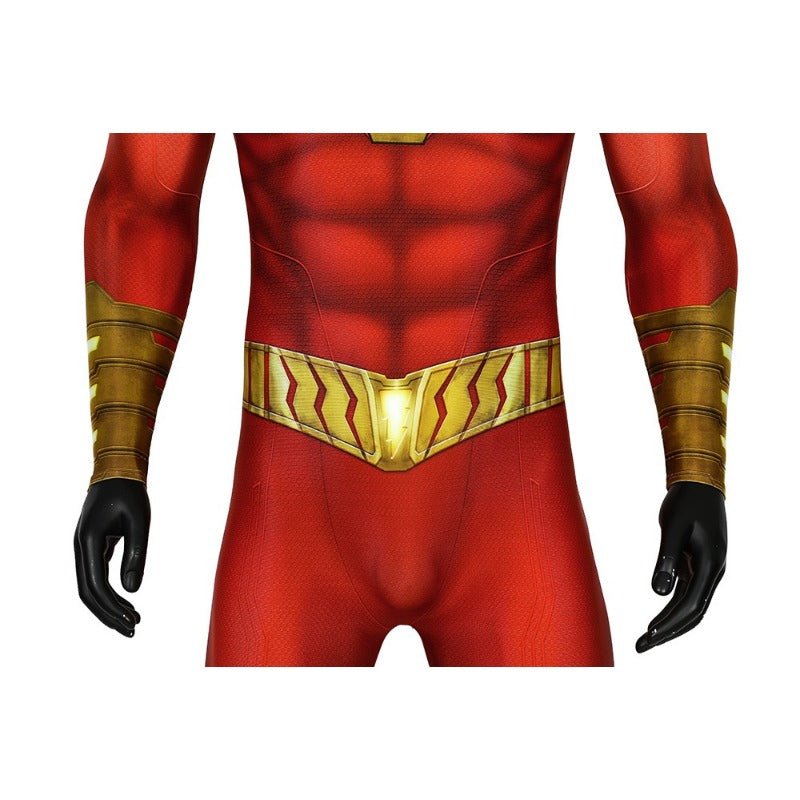 Traje de Cosplay de Shazam Billy Batson Captain Marvel Body-suit Zentai Ajustado - Fantasia Cosera